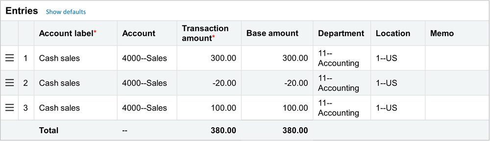 Example of totaling line items in an invoice.