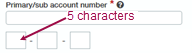 A primary account number box with three subaccount boxes.