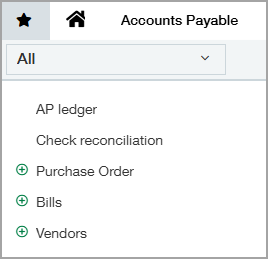 The star icon highlighted beside the home page icon to show your favorites menu.
